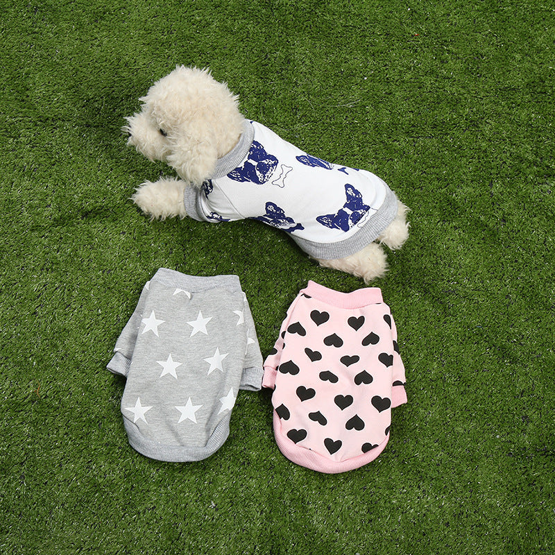 HKM-673875 Cute Pink Heart Dog Hoodie for Puppies - Cotton Blend Fabric, Various Sizes Available