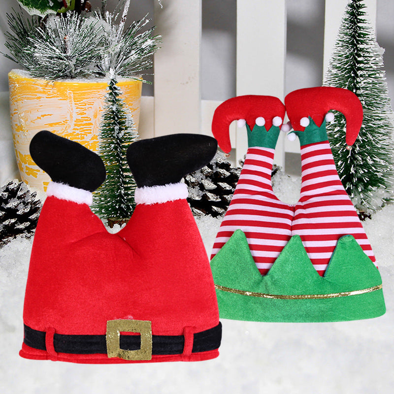 HKM-673875 Festive Flannel Christmas Hat in Red and Green