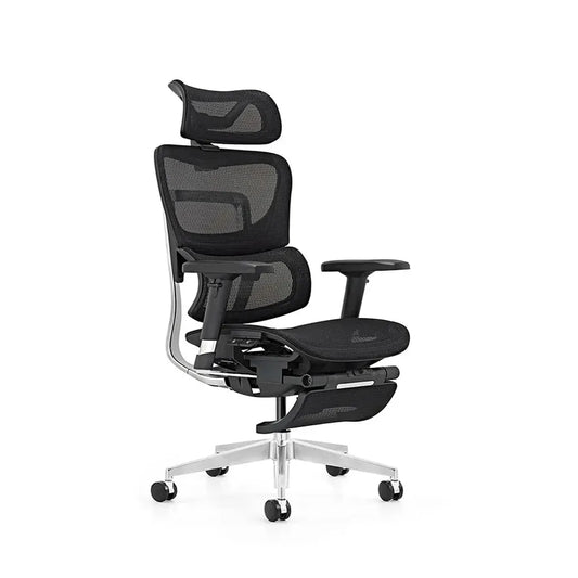 HKM-673875 High-Back Adjustable Swivel Office Chair with Full Mesh and Fabric Upholstery for Enhanced Comfort