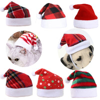 HKM-6739389 Multicolor Striped Pet Christmas Hat in Velvet - Free Size Festive Design