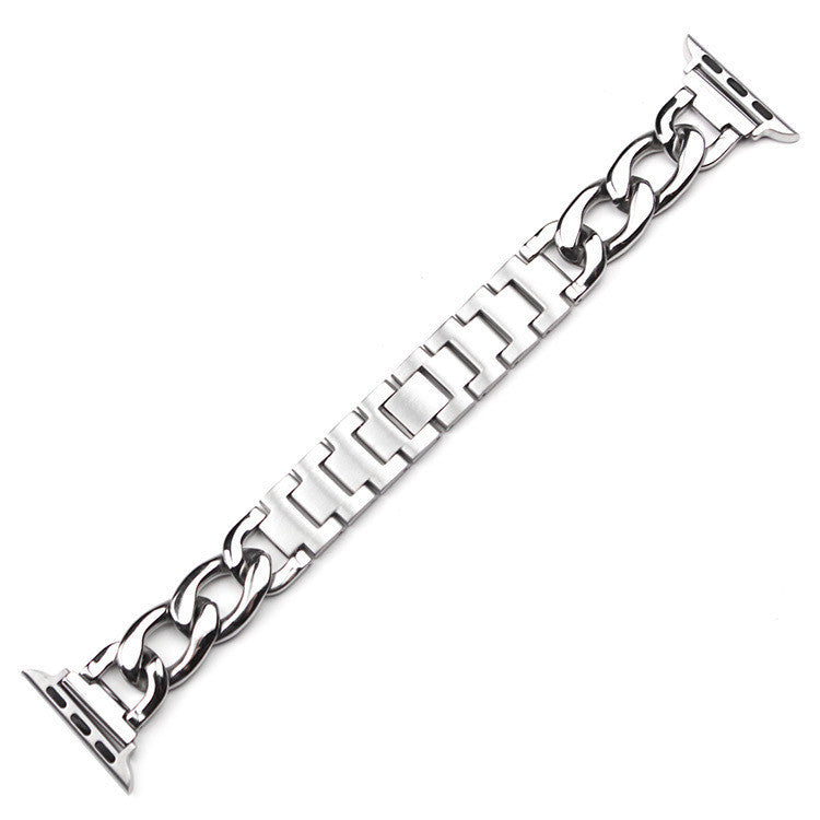 HKM-673939 Metal Single Row Denim Chain Strap for Apple-Compatible Devices - Multiple Colors Available