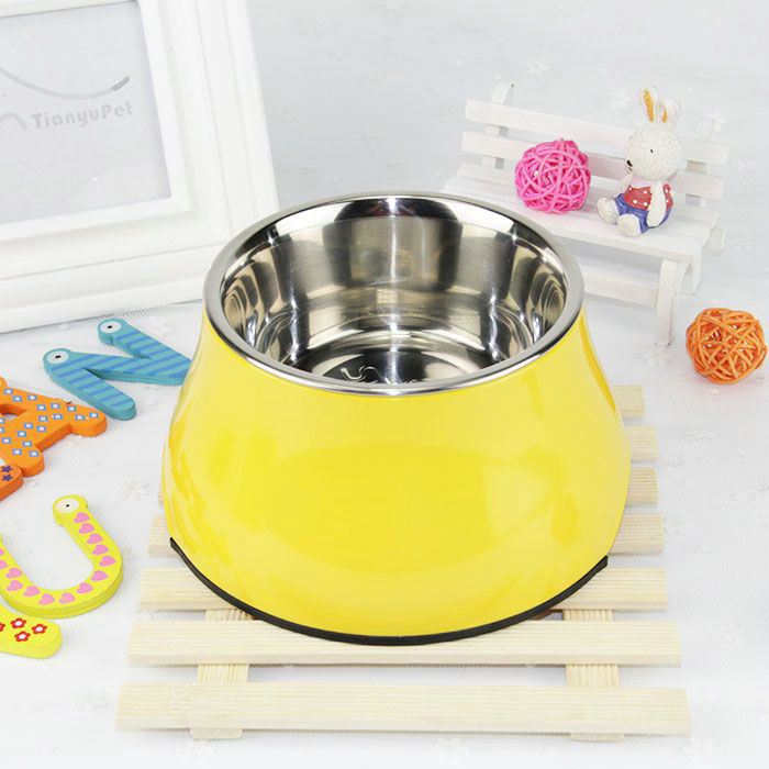 HKM-6739901 Non-slip Melamine and Stainless Steel Pet Bowl with Anti-Slip Design - Available in Multiple Sizes