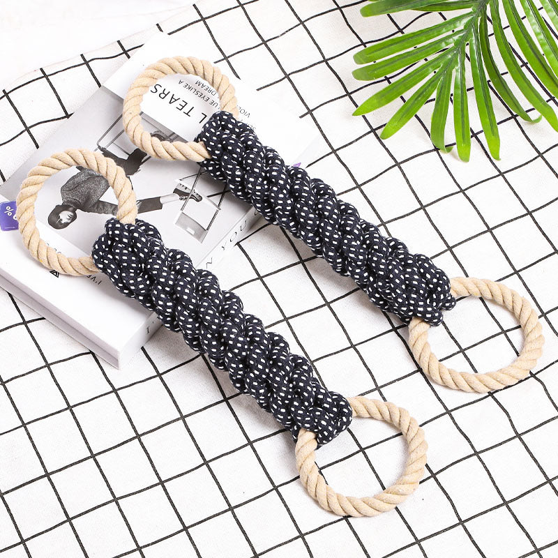 HKM-6740541 Durable Cotton Rope Dog Tug Toy - Bite-Resistant Chew Toy for Interactive Play