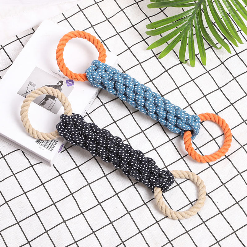 HKM-6740541 Durable Cotton Rope Dog Tug Toy - Bite-Resistant Chew Toy for Interactive Play