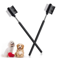 HKM-6741181 Double-Headed Tear Stain Comb for Small Dogs and Cats – Metal Eye Booger Remover for Grooming and Cleaning Crust and Mucus