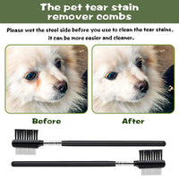 HKM-6741181 Double-Headed Tear Stain Comb for Small Dogs and Cats – Metal Eye Booger Remover for Grooming and Cleaning Crust and Mucus