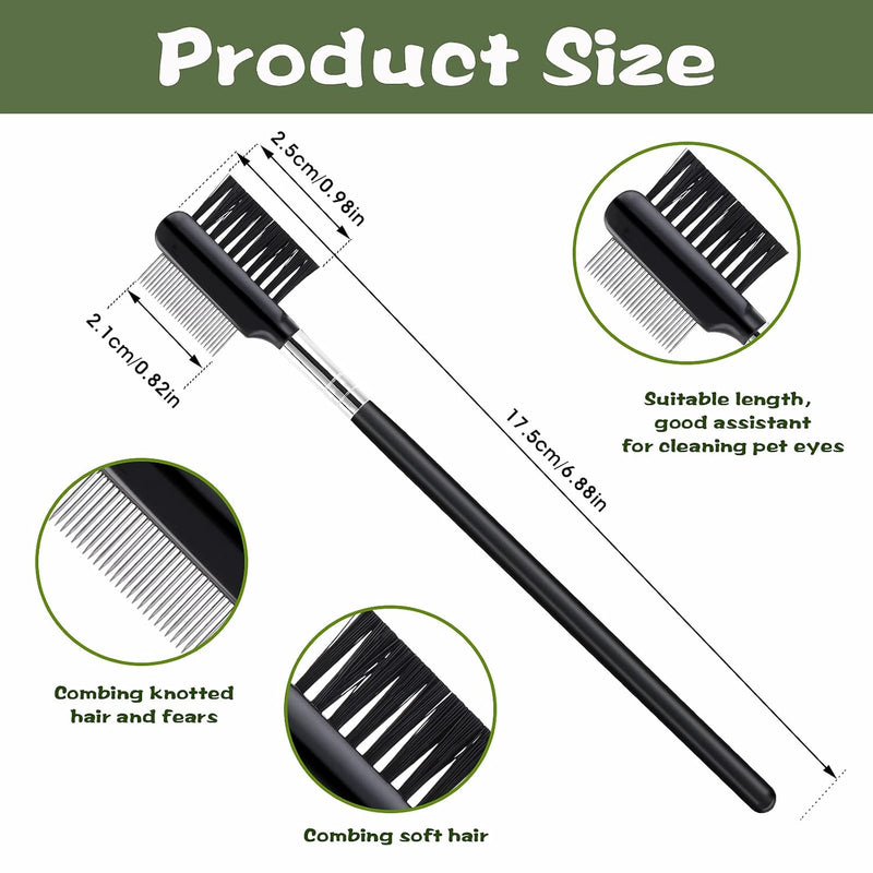 HKM-6741181 Double-Headed Tear Stain Comb for Small Dogs and Cats – Metal Eye Booger Remover for Grooming and Cleaning Crust and Mucus