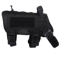 HKM-6742077 Tactical Nylon Dog Vest with MOLLE Structure and Traction Rope in Black, Brown, or Green