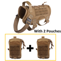 HKM-6742077 Tactical Nylon Dog Vest with MOLLE Structure and Traction Rope in Black, Brown, or Green