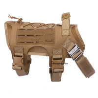 HKM-6742077 Tactical Nylon Dog Vest with MOLLE Structure and Traction Rope in Black, Brown, or Green