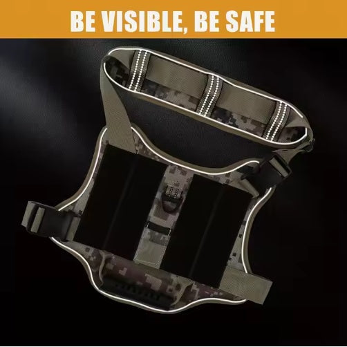 HKM-6742333 Adjustable No-Pull Tactical Dog Harness with Control Handle and Reflective Camouflage Design for Easy Training and Walking