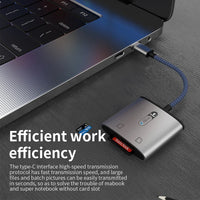 HKM-674323 2 in 1 USB-C to SD and TF Card Reader for Android Devices, Plug and Play Compatibility