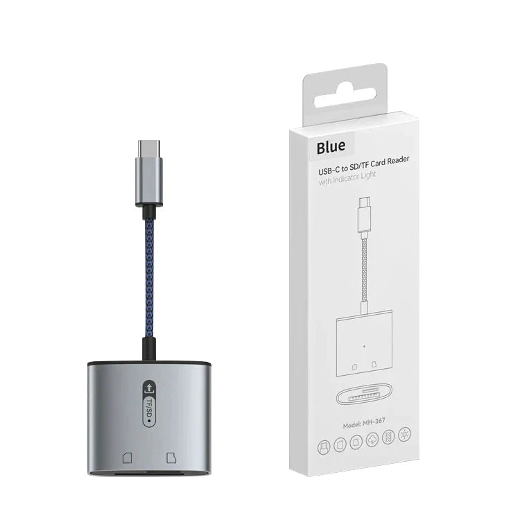 HKM-674323 2 in 1 USB-C to SD and TF Card Reader for Android Devices, Plug and Play Compatibility