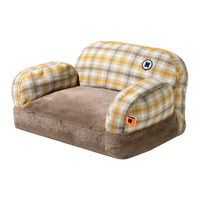 HKM-6743741 Cozy Winter Cat Bed with Removable Cover ¨C Autumn Yellow & Retro Green Pet Sofa