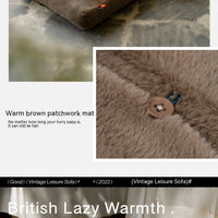 HKM-6743741 Cozy Winter Cat Bed with Removable Cover ¨C Autumn Yellow & Retro Green Pet Sofa
