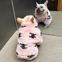 HKM-674387 Fluffy Velvet Pink Princess Coat for Cats - Warm and Stylish Pet Apparel
