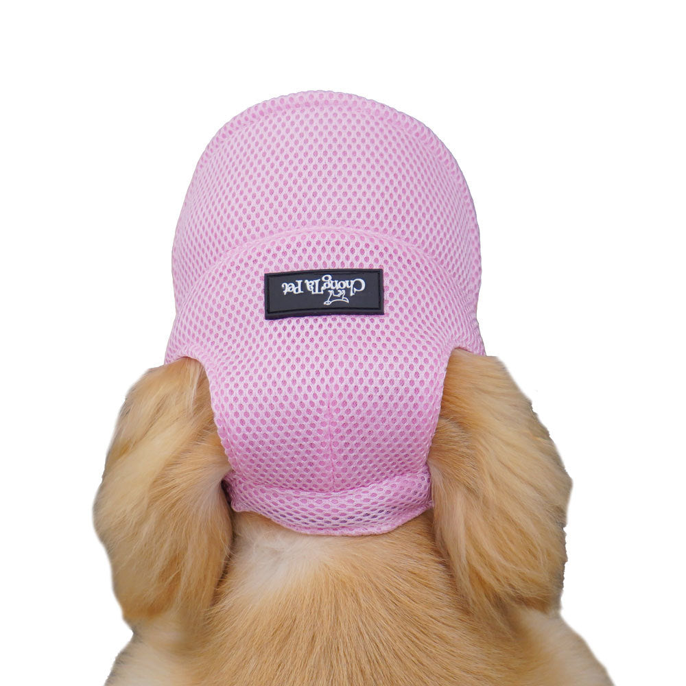 HKM-6744253 Breathable Summer Dog Hat for Golden Retrievers - Ear Leakage Protection, Jacquard Fabric, Available in Green and Pink