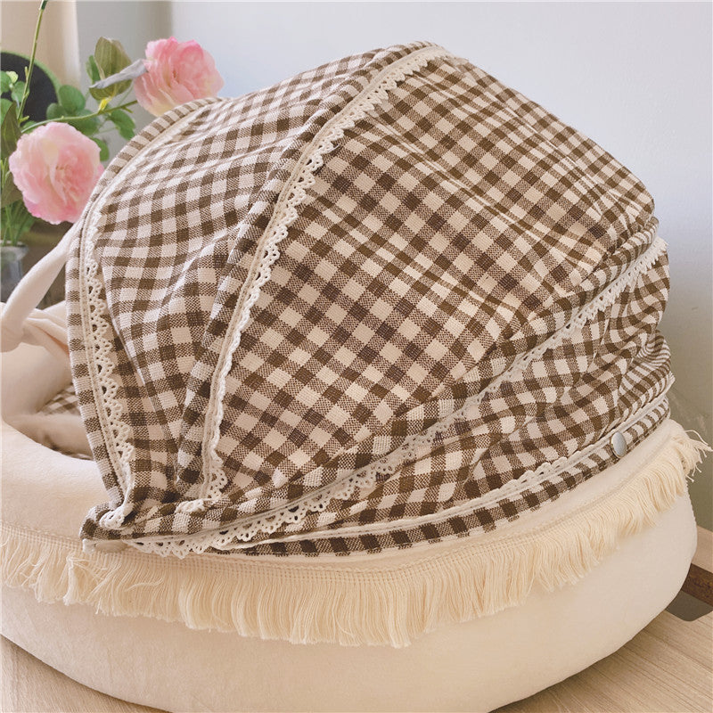 HKM-6744509 Cozy Lattice Cat Bed - Four Seasons Cradle Nest for Cats, Small & Large Sizes