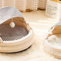 HKM-6744509 Cozy Lattice Cat Bed - Four Seasons Cradle Nest for Cats, Small & Large Sizes