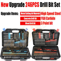 HKM-674451 Multifunctional Drill Bit Set with 246 Pieces for Wood, Metal, and Concrete Applications
