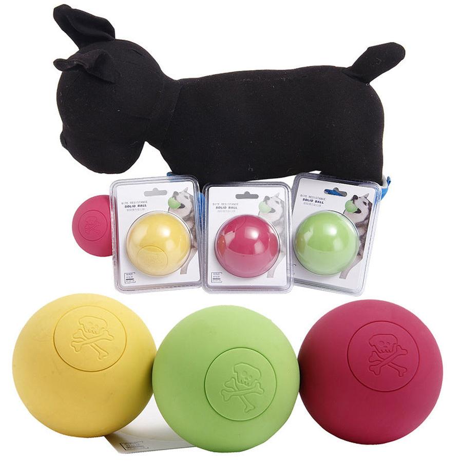 HKM-674451 Solid Rubber Bouncy Ball Dog Toy - 63.5mm in Red, Yellow, Green Options