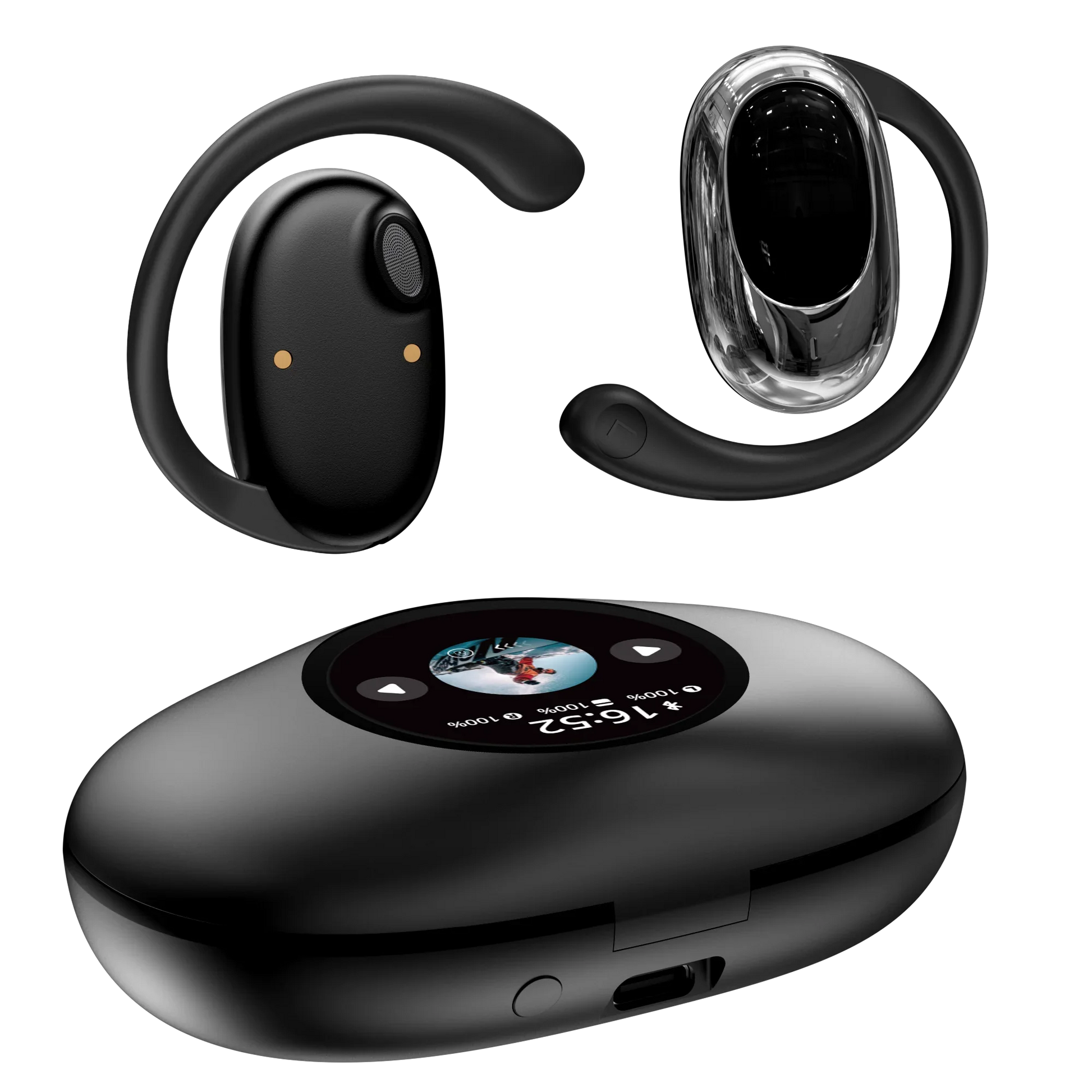 HKM-674579 YX39 Digital Smart Screen Noise Cancelling Wireless Headphones with LED Battery Indicator and ENC Technology