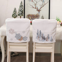 HKM-674643 Christmas Tree and Snowflake Decorative Plush Chair Covers - Soft Brushed Wool, 47x46cm