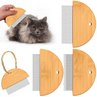 HKM-6746941 Wooden Flea Comb with Rounded-Tip Teeth for Cats, Dogs, and Rabbits – Ideal Grooming Tool for Tangled Fur