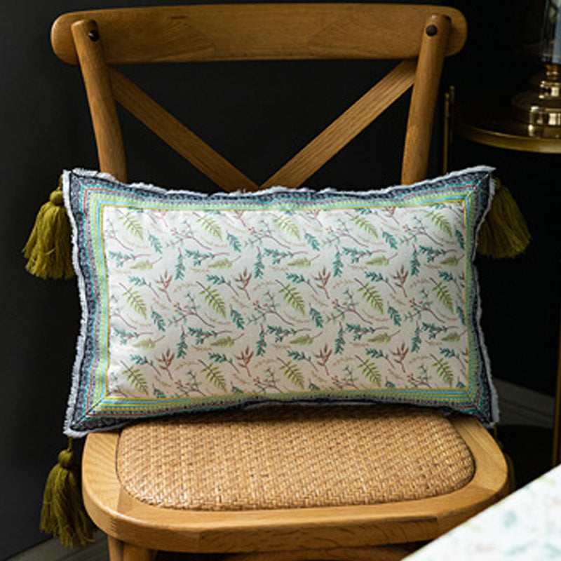 HKM-674707 Festive Ethnic Style Tassel Pillowcase and Lumbar Cushion - Multiple Color Options Available
