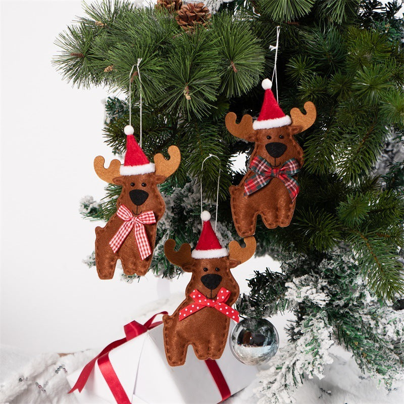 HKM-674707 Reindeer Shape Pendant Set for Christmas Decor - Non-Woven Fabric, 3 Pieces