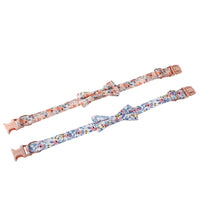 HKM-6747453 Cotton Floral Buckle Dog Collar in Blue and Orange, Princess Style, Multiple Sizes Available