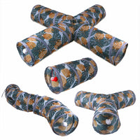 HKM-674771 Foldable Polyester Cat Tunnel Toy - Multiple Print Designs with Various Pass Options