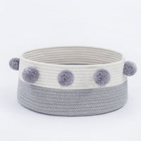 HKM-6749501 Eco-Friendly Cotton Cat Basket with Cashmere Pompons ¨C 40CM Diameter Pet Bed