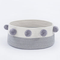 HKM-6749501 Eco-Friendly Cotton Cat Basket with Cashmere Pompons ¨C 40CM Diameter Pet Bed