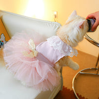 HKM-6749629 Pink Tulle Tutu Skirt for Cats - Casual Pet Clothing in Various Sizes