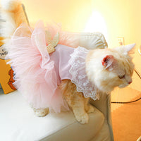HKM-6749629 Pink Tulle Tutu Skirt for Cats - Casual Pet Clothing in Various Sizes