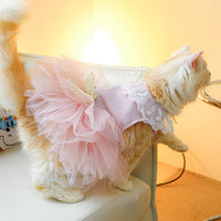 HKM-6749629 Pink Tulle Tutu Skirt for Cats - Casual Pet Clothing in Various Sizes
