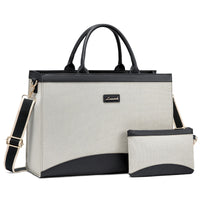 HKM-674963 Large Capacity 15.6 Inch Canvas Laptop Tote Bag for Women, Stylish Work and Travel Handbag