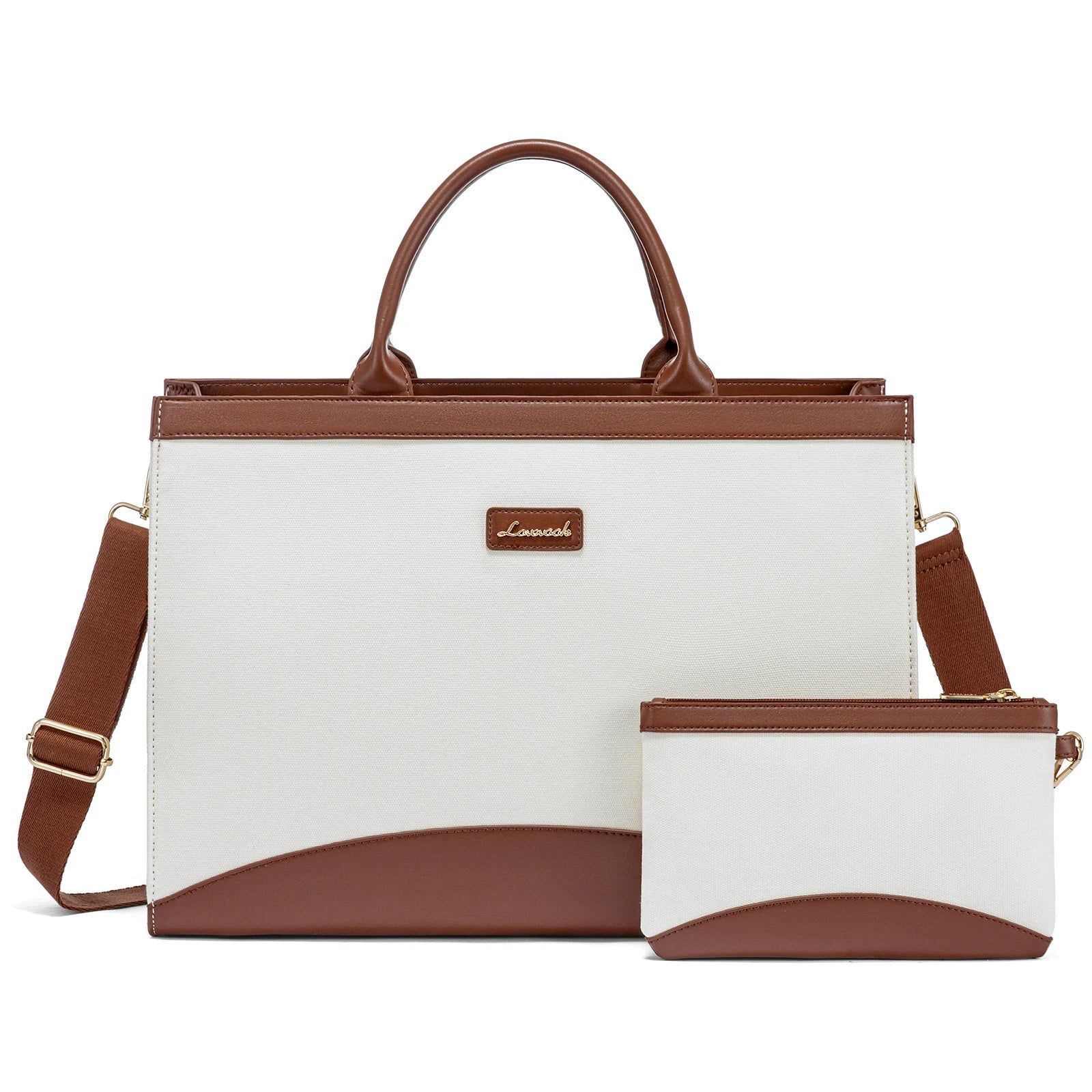 HKM-674963 Large Capacity 15.6 Inch Canvas Laptop Tote Bag for Women, Stylish Work and Travel Handbag