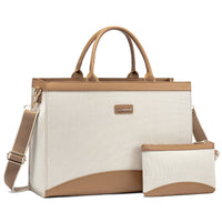 HKM-674963 Large Capacity 15.6 Inch Canvas Laptop Tote Bag for Women, Stylish Work and Travel Handbag