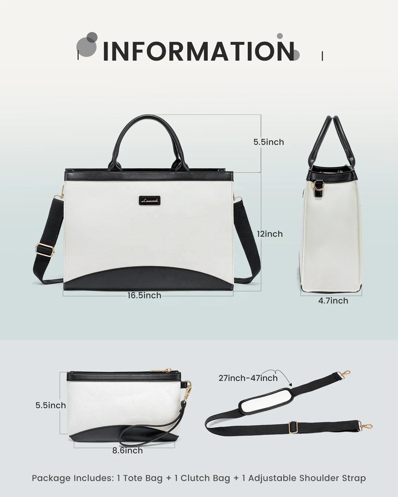 HKM-674963 Large Capacity 15.6 Inch Canvas Laptop Tote Bag for Women, Stylish Work and Travel Handbag