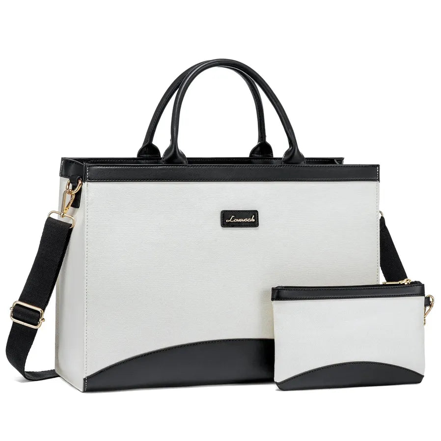 HKM-674963 Large Capacity 15.6 Inch Canvas Laptop Tote Bag for Women, Stylish Work and Travel Handbag