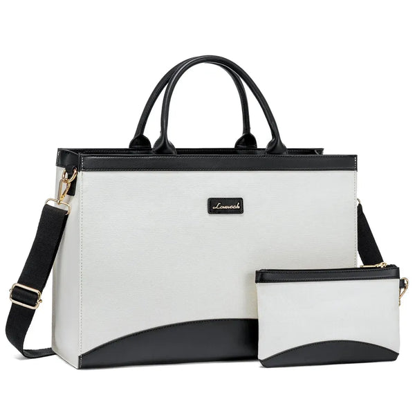 HKM-674963 Large Capacity 15.6 Inch Canvas Laptop Tote Bag for Women, Stylish Work and Travel Handbag