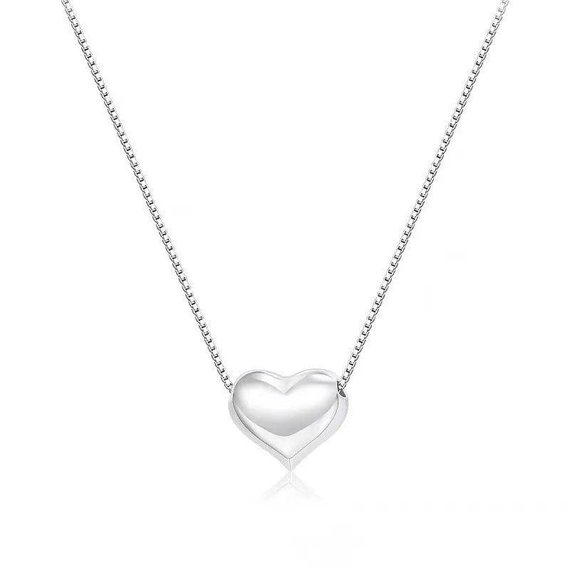 HKM-674963 New Fashion Design S925 Silver 3D Love Heart Pendant Necklace for Women Fine 925 Silver Jewelry Wholesale