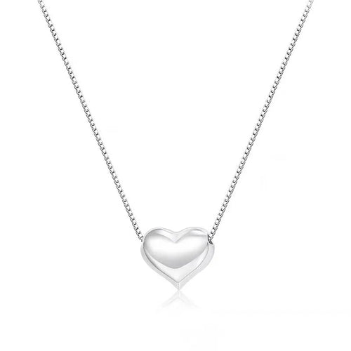HKM-674963 New Fashion Design S925 Silver 3D Love Heart Pendant Necklace for Women Fine 925 Silver Jewelry Wholesale