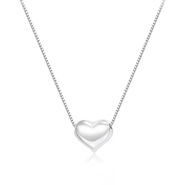 HKM-674963 New Fashion Design S925 Silver 3D Love Heart Pendant Necklace for Women Fine 925 Silver Jewelry Wholesale