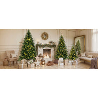 HKM-675027 Pre-Lit Hinged Christmas Tree Set - 8FT, 6FT, 4FT Pine Trees with 820 Warm Yellow LED Lights