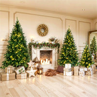 HKM-675027 Pre-Lit Hinged Christmas Tree Set - 8FT, 6FT, 4FT Pine Trees with 820 Warm Yellow LED Lights