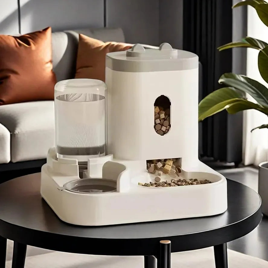 HKM-675027 Smart Automated Pet Feeder with Rounded Shape Food and Water Dispenser