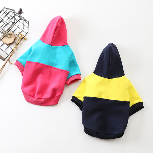 HKM-6750525 Cozy Cotton Stretch Velvet Pet Sweater for Dogs in Blue and Rose Red